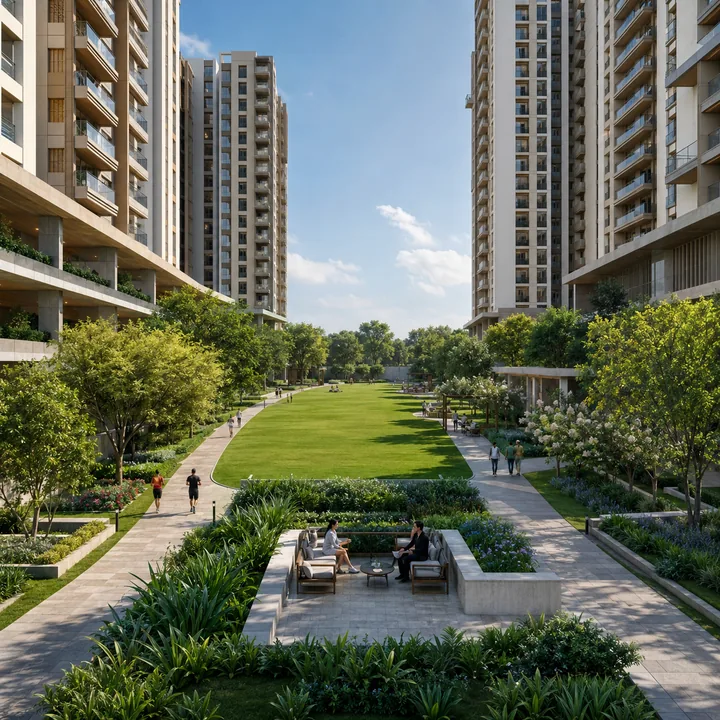 Prestige Lakdaram landscaped gardens and walkways